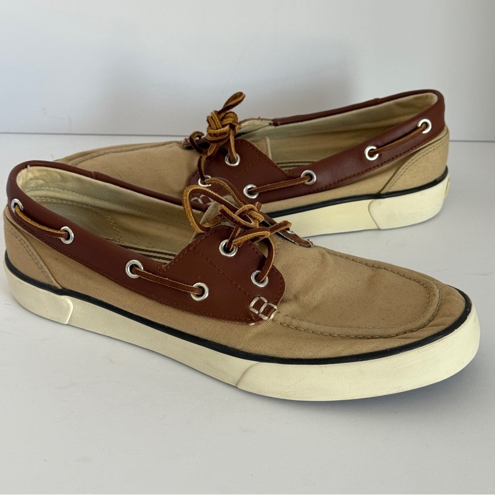 Polo Ralph Lauren Rylander Boat Leather Canvas Shoes | Size 9D